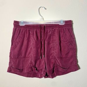 Maroon Waist-String Medium Cargo Shorts